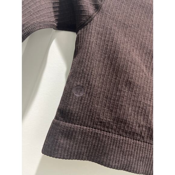 Lululemon Ribbed Ebb to Street Cropped Long Sleeve Brown Chocolate Sz 2 - Picture 7 of 9